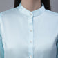 Women Sky Blue Solid Shirt Style Top