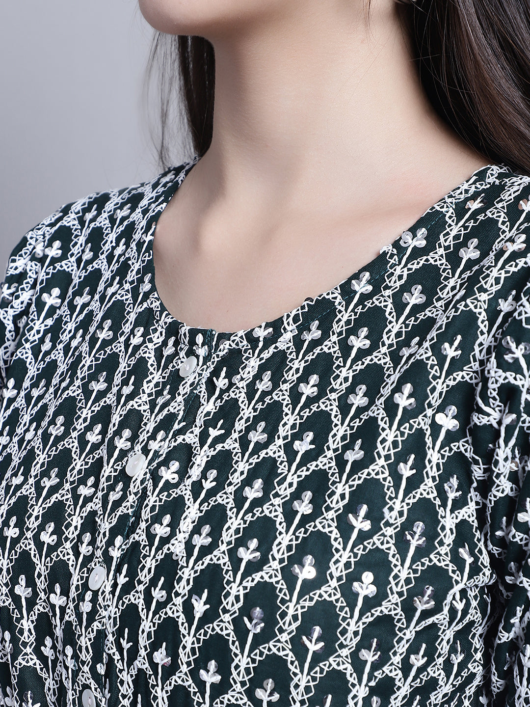 Women's Chikankari & Sequins Work Empire Top