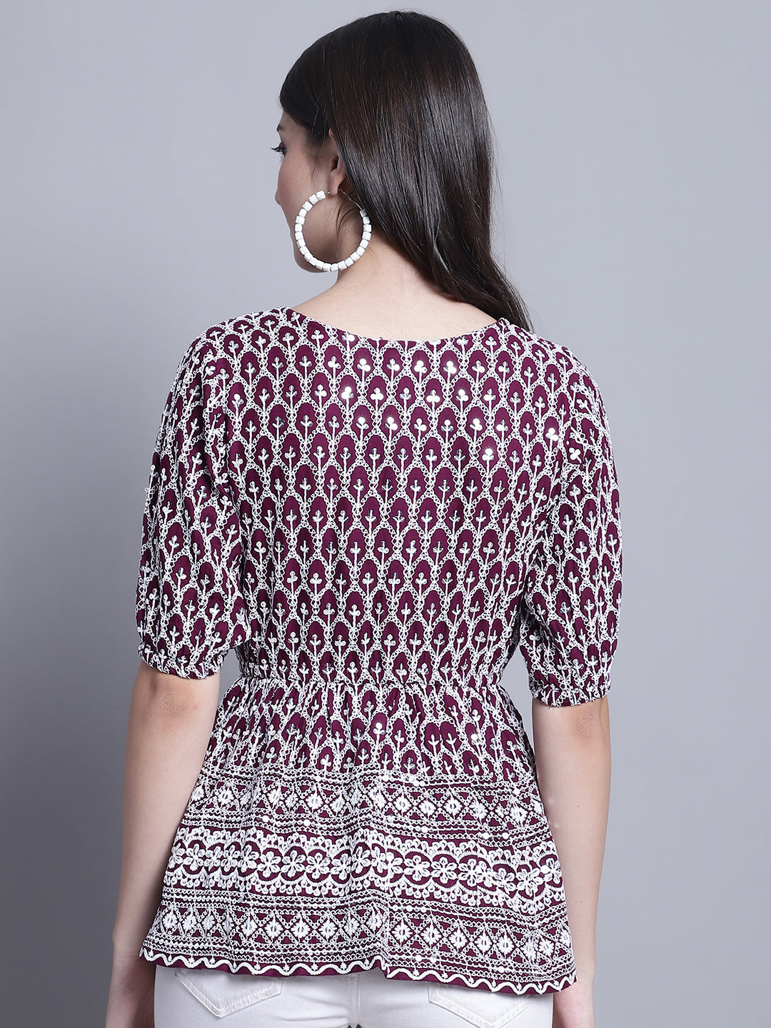 Women's Chikankari & Sequins Work Empire Top