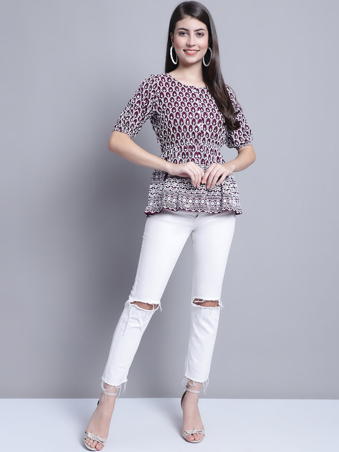 Women's Chikankari & Sequins Work Empire Top