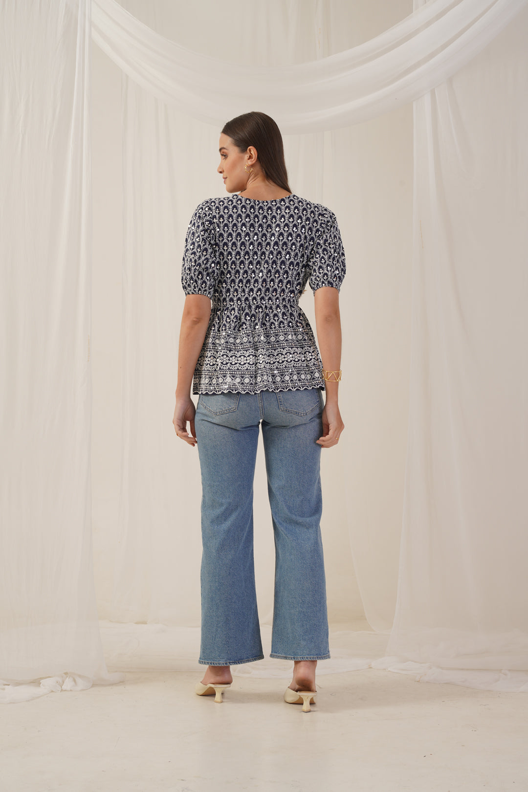 Women's Chikankari & Sequins Work Empire Top