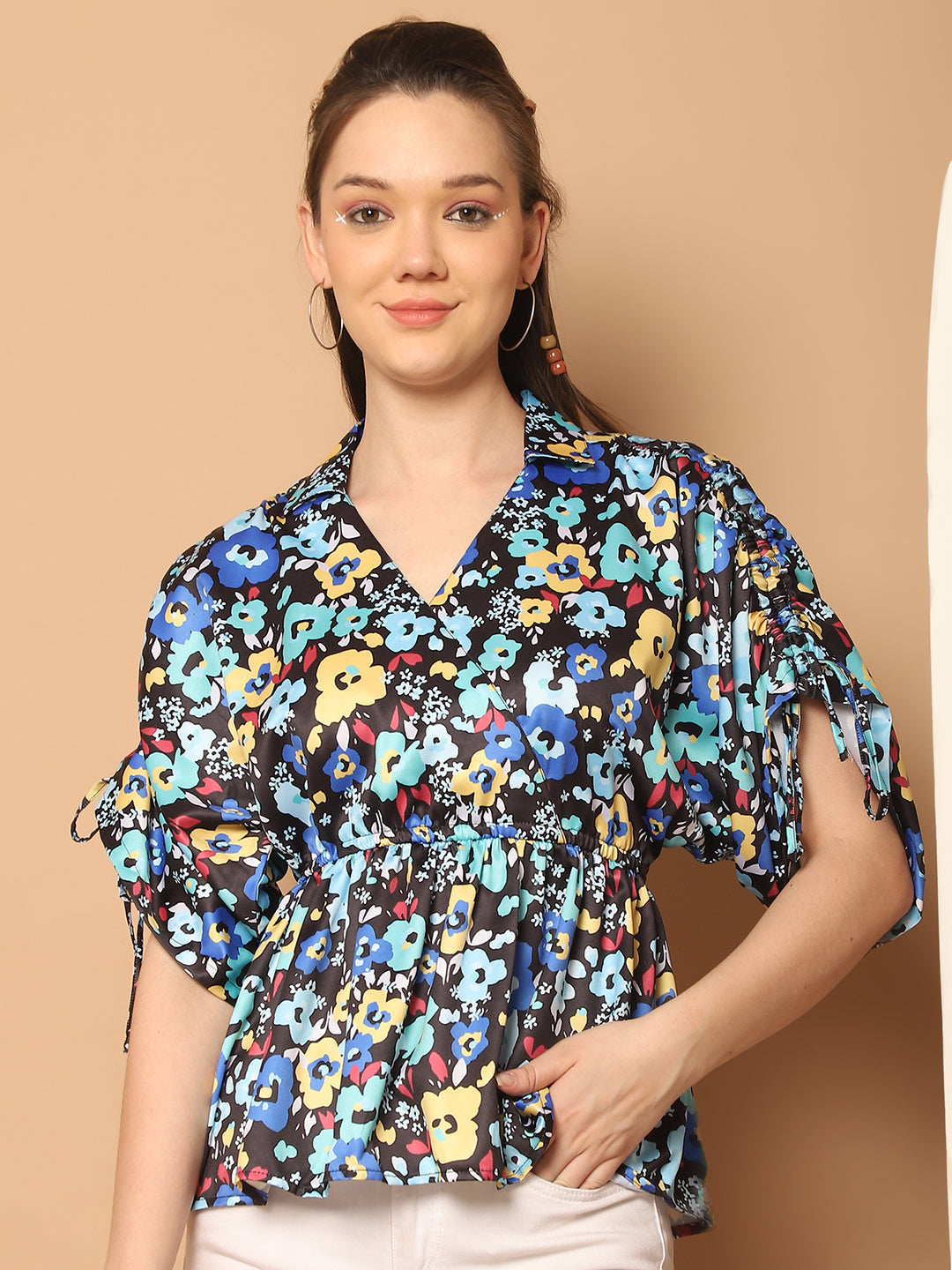 Floral Printed Peplum Top for Womens