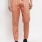 Indian Needle Men's Orange Checked Cotton Track Pants