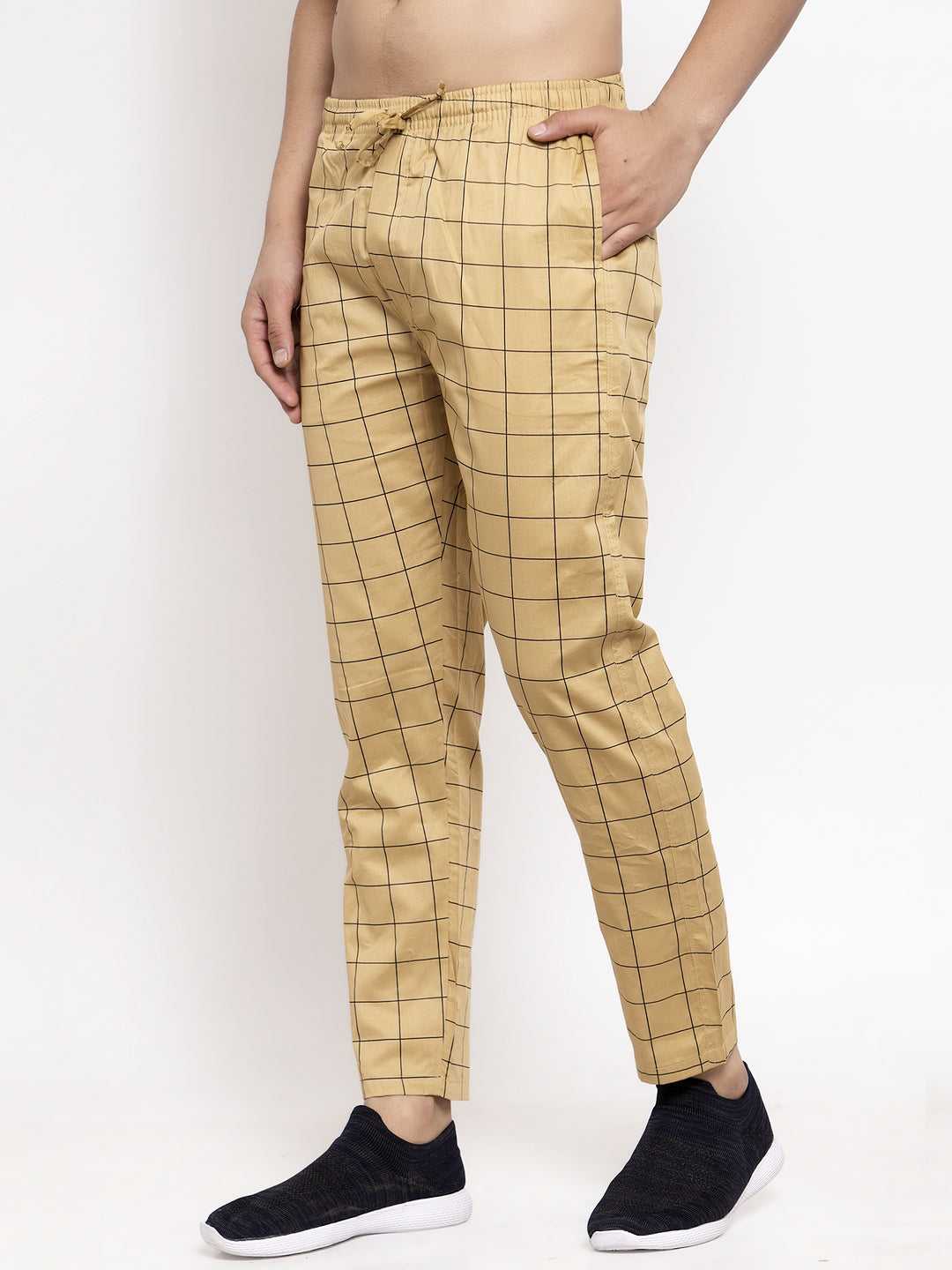 Indian Needle Men's Rust Checked Cotton Track Pants