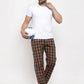 Indian Needle Men's Orange Checked Cotton Track Pants ( JOG 013Orange )