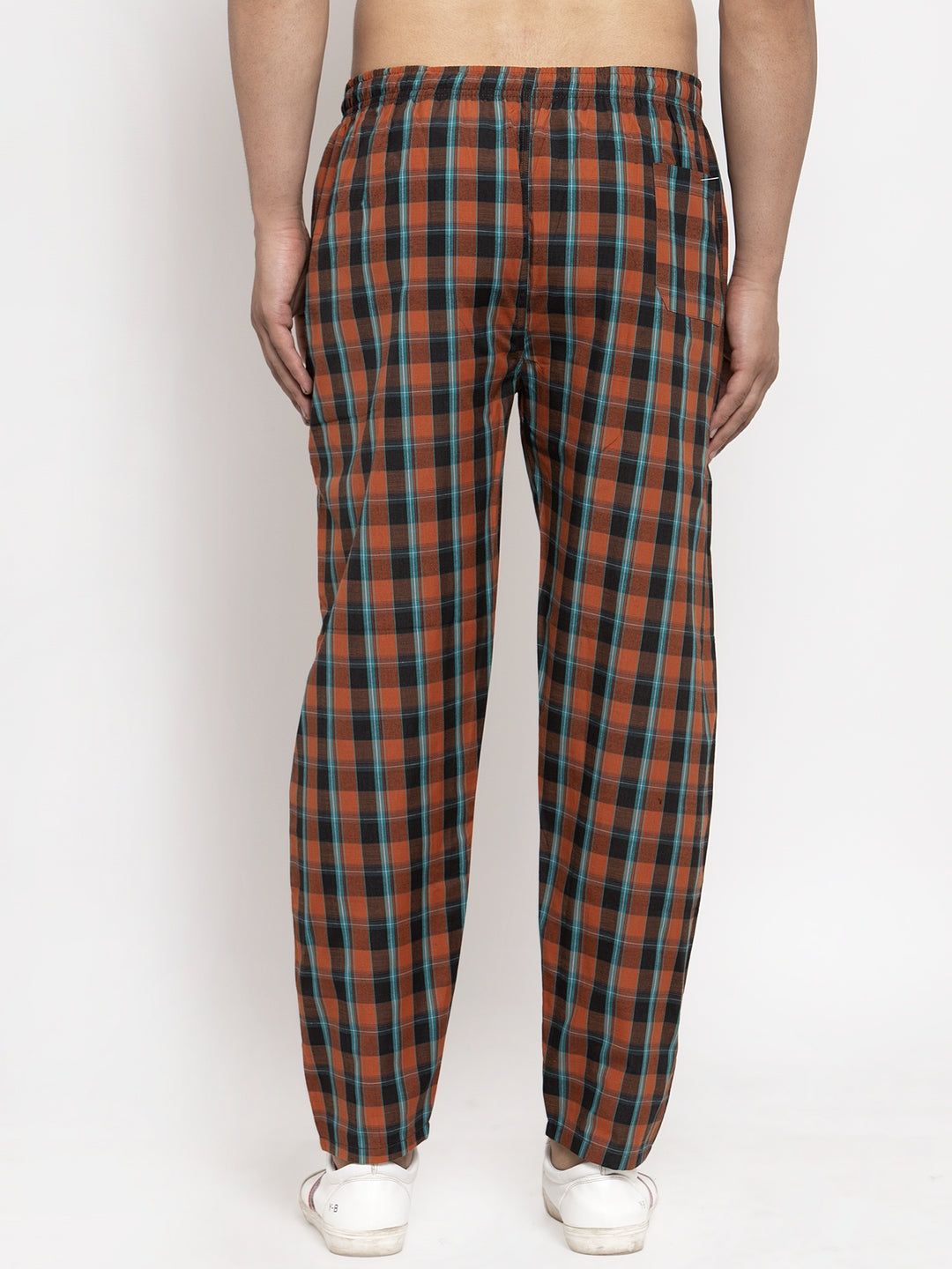Indian Needle Men's Orange Checked Cotton Track Pants ( JOG 013Orange )