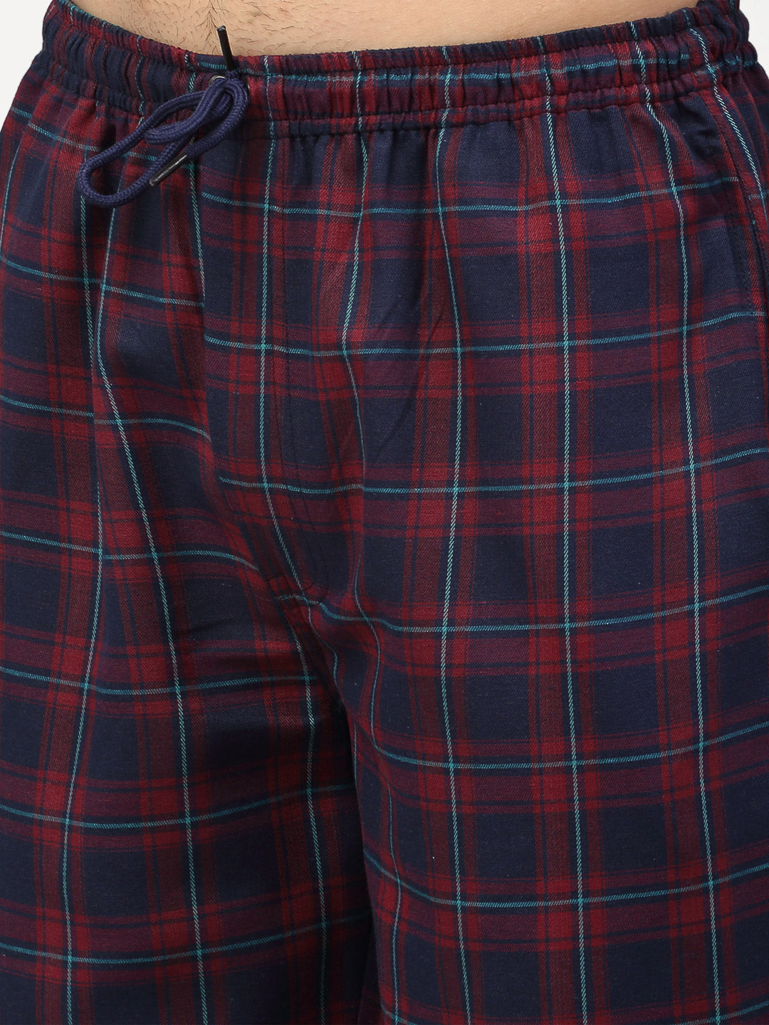 Indian Needle Men's Blue Cotton Checked Track Pants ( JOG 018Blue-Red )