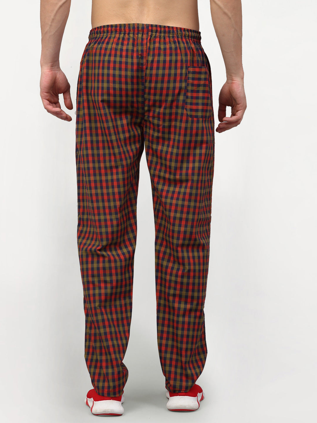 Indian Needle Men's Orange Cotton Checked Track Pants