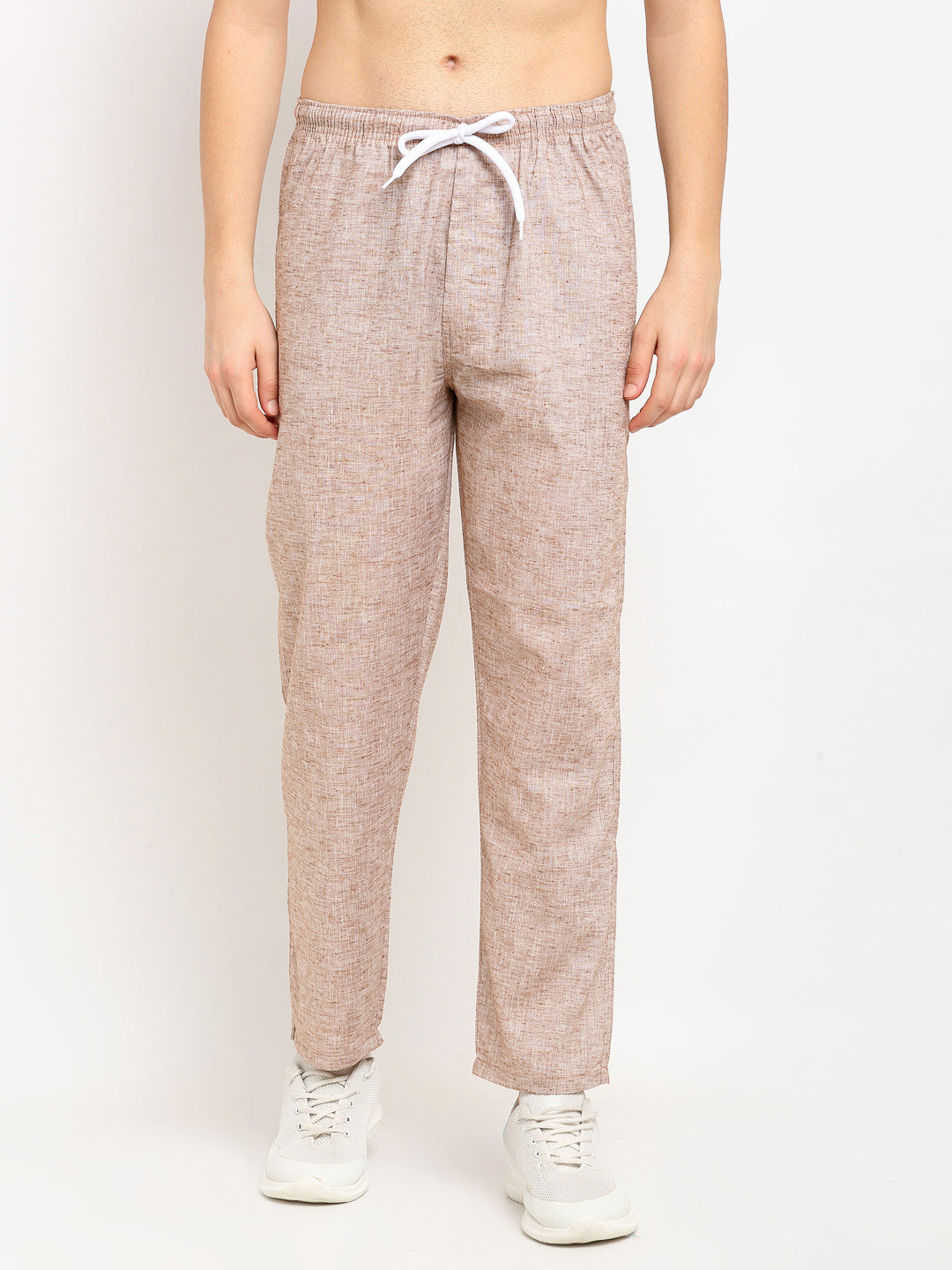 Indian Needle Men's Brown Linen Cotton Track Pants ( JOG 021Brown )