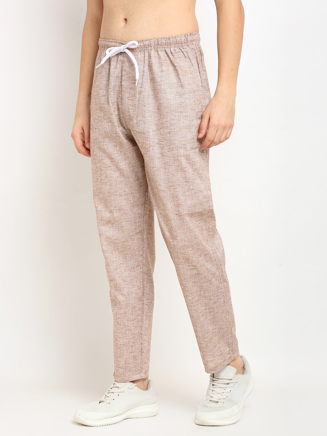 Indian Needle Men's Brown Linen Cotton Track Pants ( JOG 021Brown )