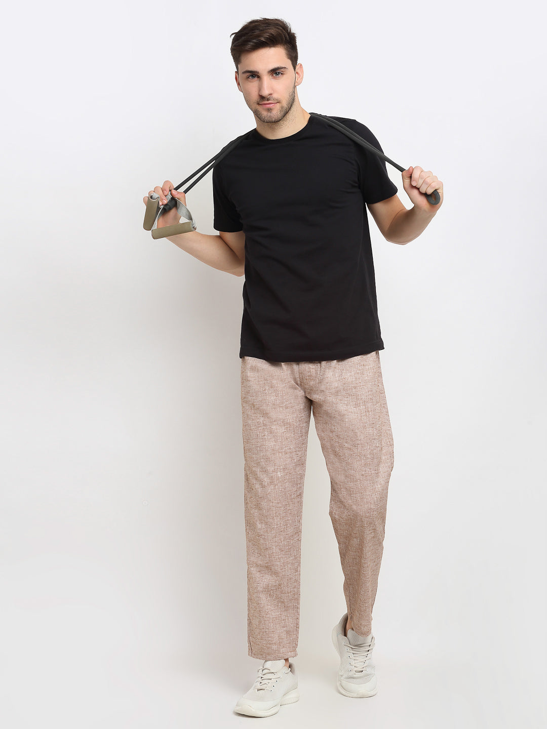 Indian Needle Men's Brown Linen Cotton Track Pants ( JOG 021Brown )