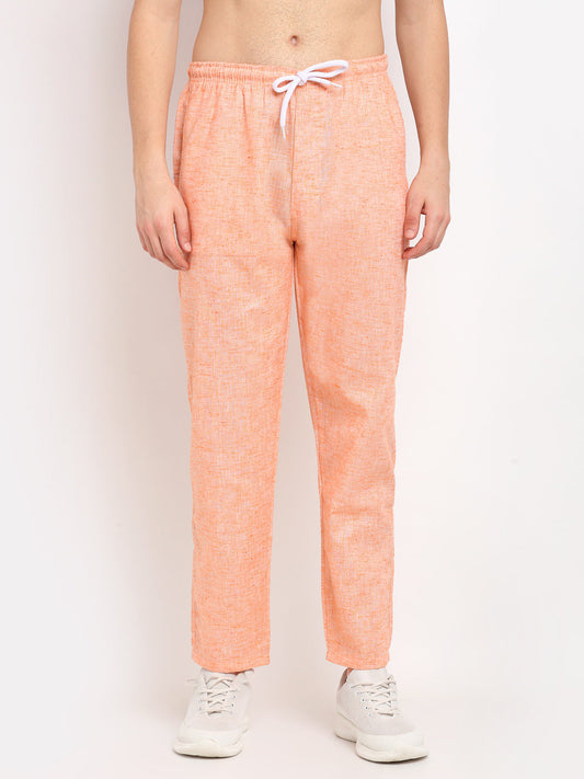 Indian Needle Men's Orange Linen Cotton Track Pants