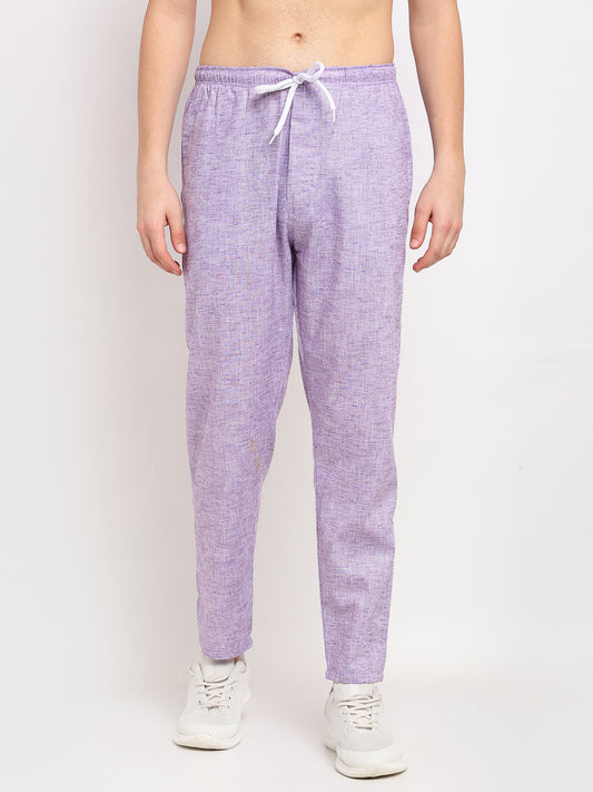 Indian Needle Men's Purple Linen Cotton Track Pants ( JOG 021Purple )