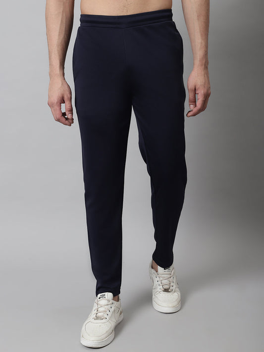 Men's Navy Blue Solid Streachable Lycra Trackpants