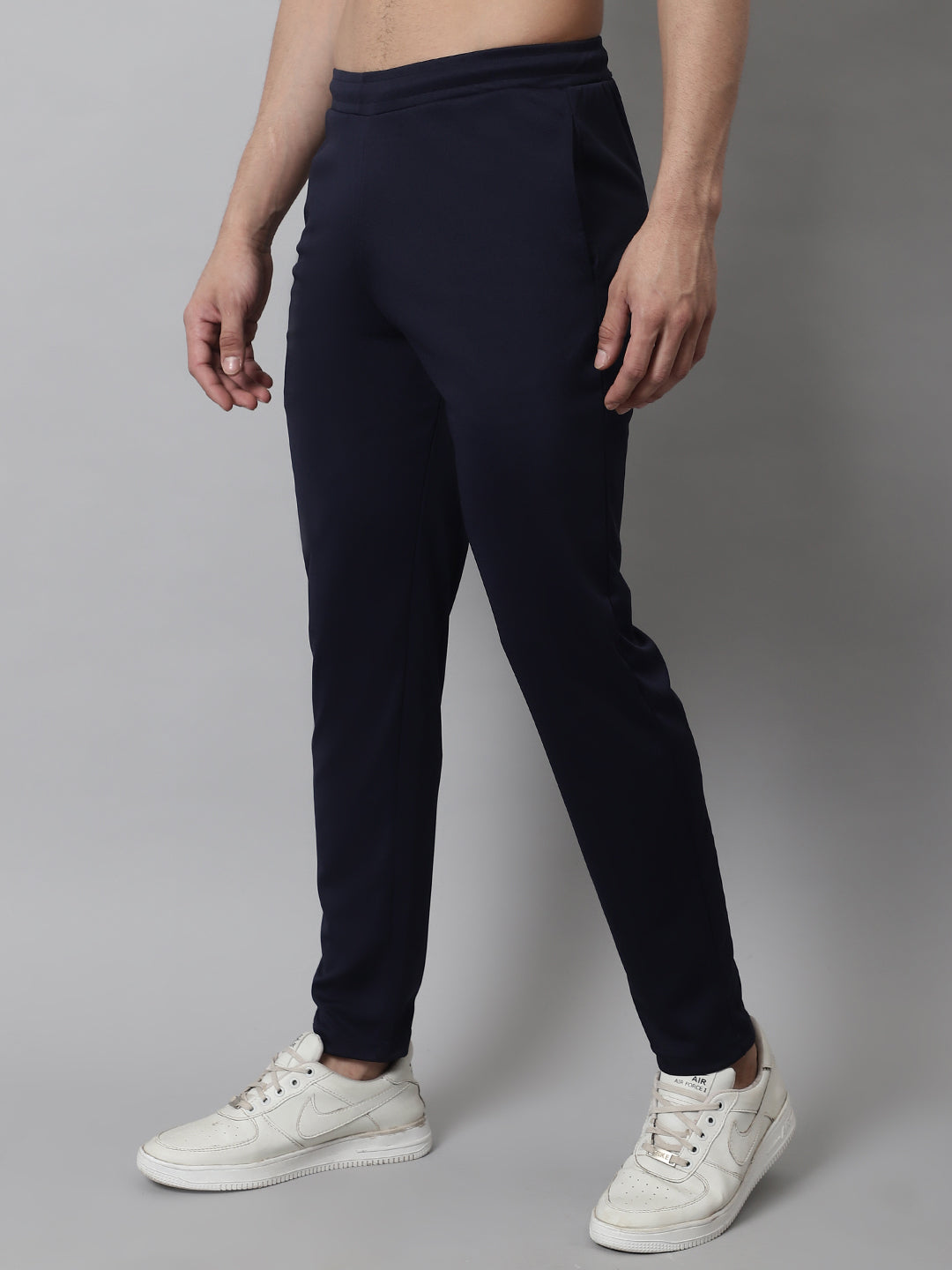 Men's Navy Blue Solid Streachable Lycra Trackpants