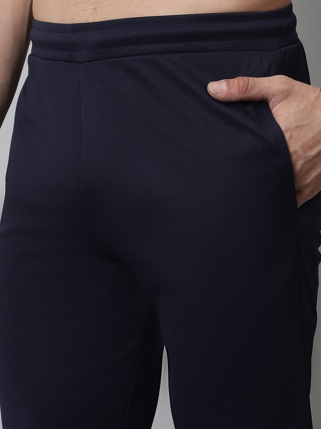 Men's Navy Blue Solid Streachable Lycra Trackpants