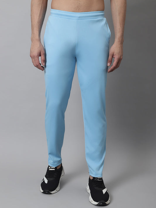 Men's Sky Blue Solid Streachable Lycra Trackpants