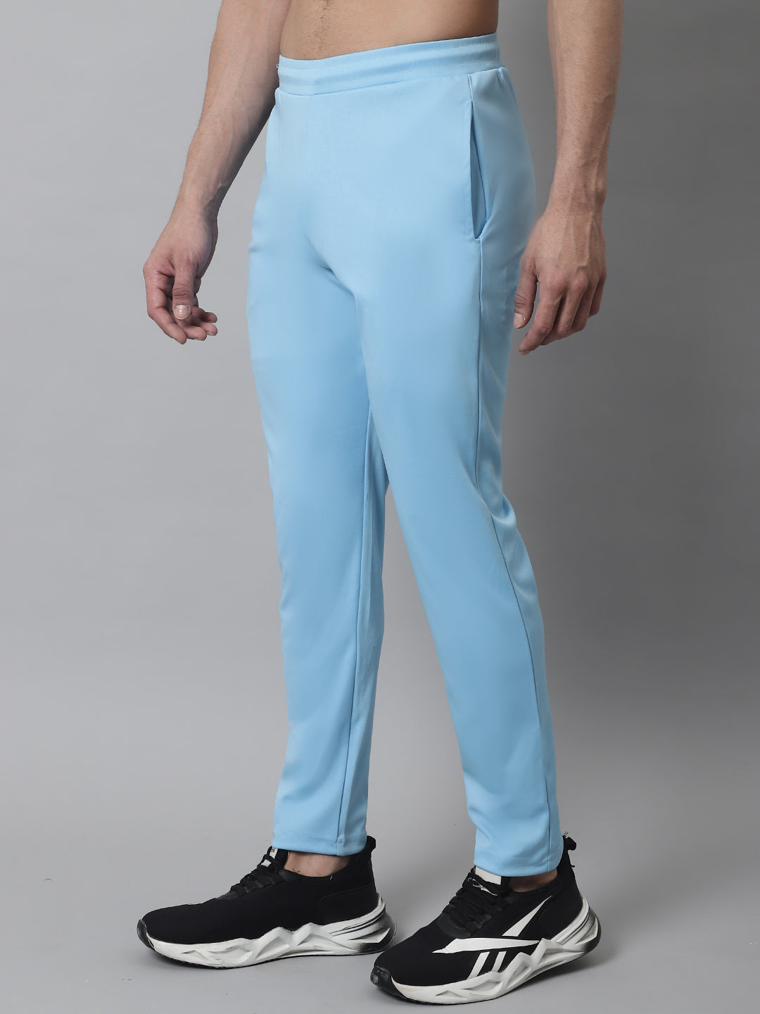 Men's Sky Blue Solid Streachable Lycra Trackpants