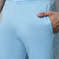 Men's Sky Blue Solid Streachable Lycra Trackpants