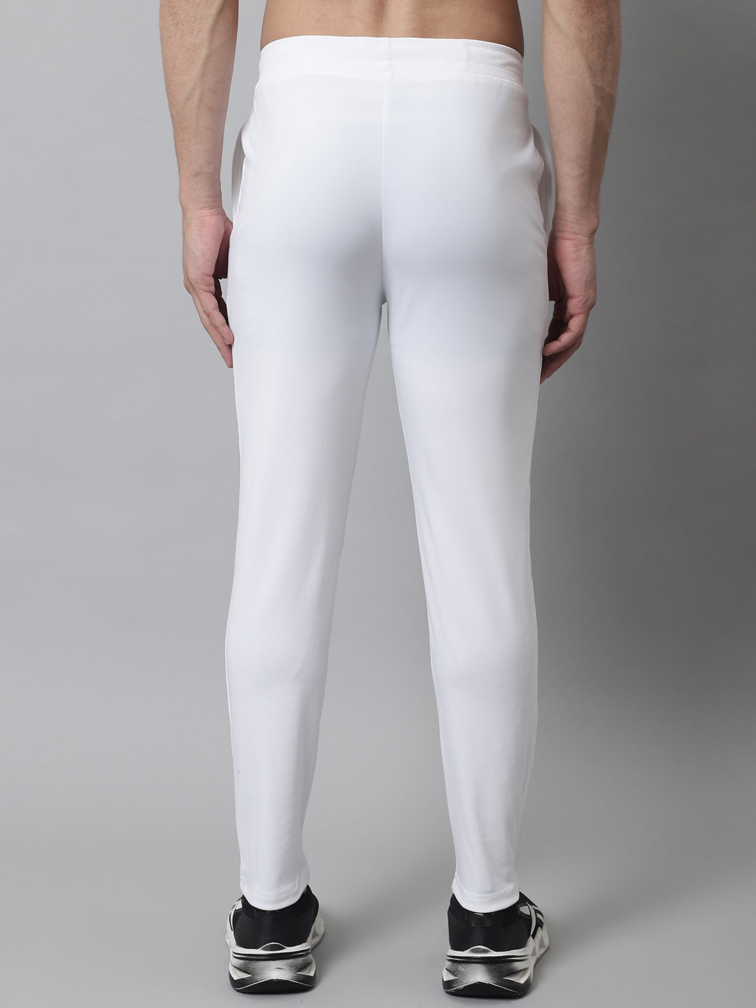 Men's White Solid Streachable Lycra Trackpants