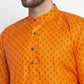 Jompers Men's Orange Printed Kurta Payjama Sets ( JOKP 627Orange )