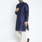 Jompers Men's Navy Solid Dupion Silk Kurta Payjama Set ( JOKP 636Navy )
