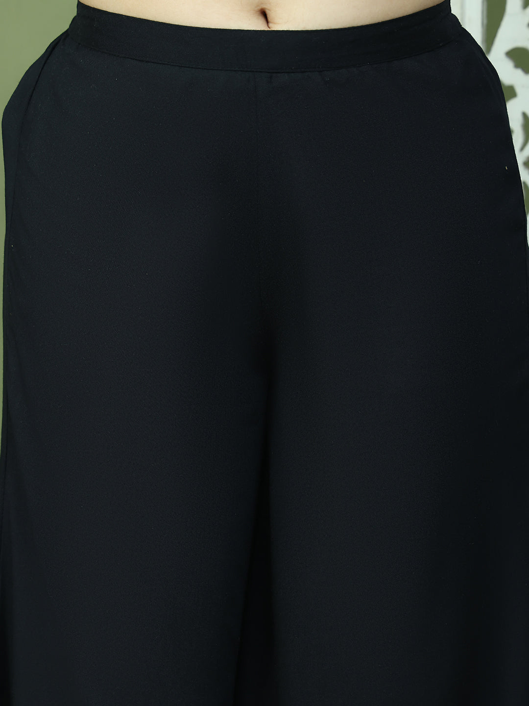 Embroidered Rayon Kurta With Palazzos ( JOKPL 2137B 1579 Black )