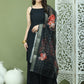 Backless Designer Kurta Palazzo Set with Floral Dupatta ( JOKPL 2137B D66B 1577 Black )