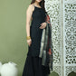 Backless Designer Kurta Palazzo Set with Floral Dupatta ( JOKPL 2137B D66B 1577 Black )