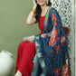 Backless Designer Kurta Palazzo Set with Floral Dupatta ( JOKPL 2137B D66Pe 1577 Maroon )