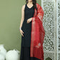 Embroidered Rayon Kurta Palazzos With dupatta ( JOKPL 2137B D66R 1579 Black )