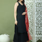 Embroidered Rayon Kurta Palazzos With dupatta ( JOKPL 2137B D66R 1579 Black )