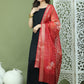Backless Designer Kurta Palazzo Set with Floral Dupatta ( JOKPL 2137B D66R 1577 Black )