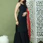 Backless Designer Kurta Palazzo Set with Floral Dupatta ( JOKPL 2137B D66R 1577 Black )