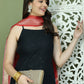 Backless Designer Kurta Palazzo Set with Floral Dupatta ( JOKPL 2137B D66R 1577 Black )