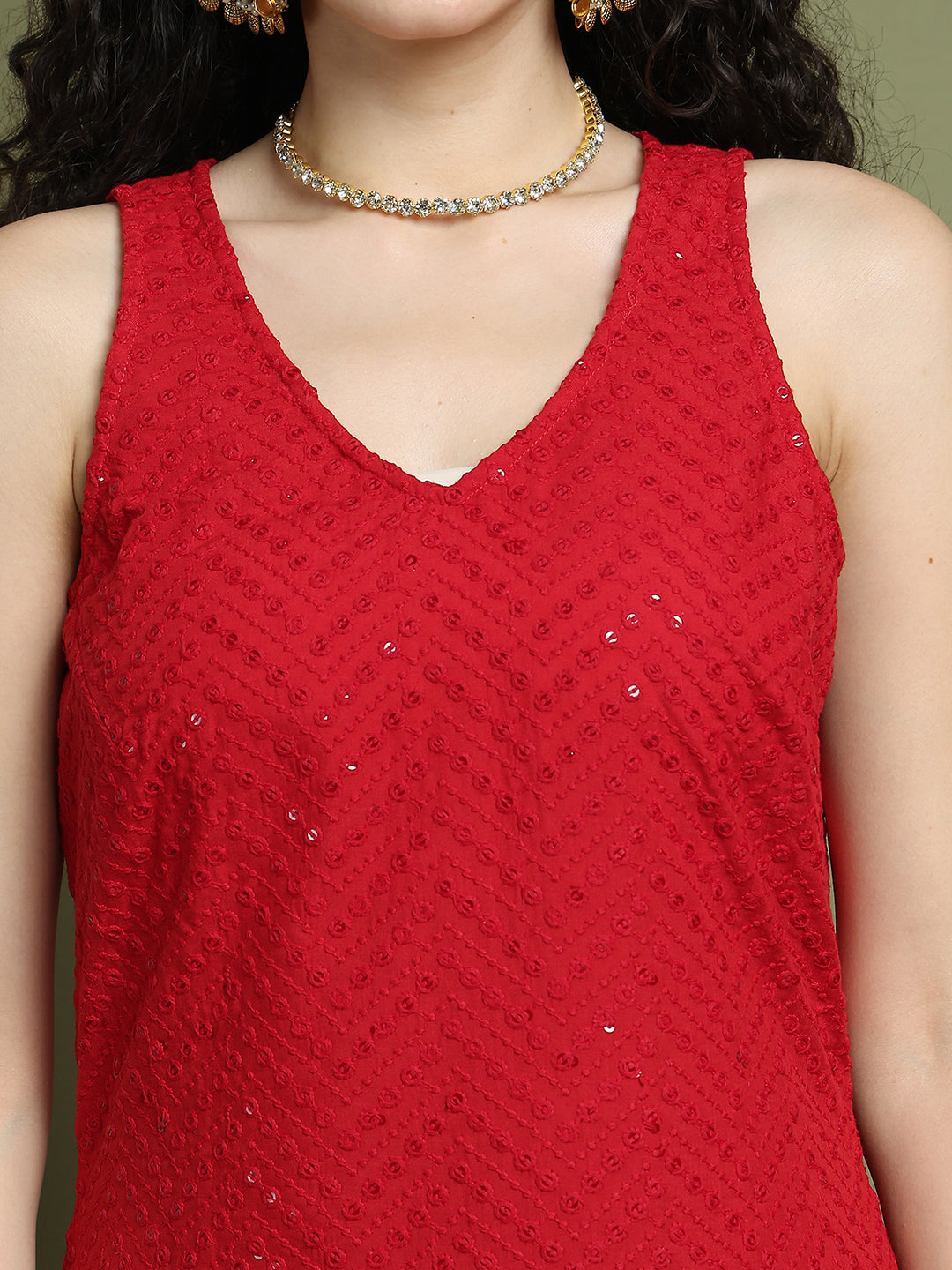Embroidered Rayon Kurta With Palazzos ( JOKPL 2137M 1579 Maroon )