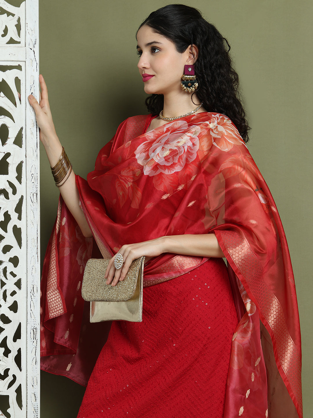 Embroidered Rayon Kurta Palazzos With dupatta ( JOKPL 2137M D66M 1579 Maroon )