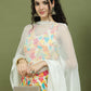 Foil Printed Rayon Kurta Palazzos & Dupatta for Women ( JOKPL 2137Mul D31W 1576 White )
