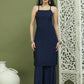 Chic Backless Designer Kurta with Palazzo ( JOKPL 2137N 1577 Navy )