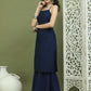 Chic Backless Designer Kurta with Palazzo ( JOKPL 2137N 1577 Navy )
