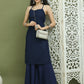Chic Backless Designer Kurta with Palazzo ( JOKPL 2137N 1577 Navy )