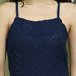 Chic Backless Designer Kurta with Palazzo ( JOKPL 2137N 1577 Navy )