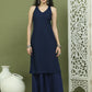 Embroidered Rayon Kurta With Palazzos ( JOKPL 2137N 1579 Navy )