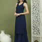 Embroidered Rayon Kurta With Palazzos ( JOKPL 2137N 1579 Navy )