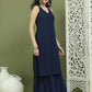 Embroidered Rayon Kurta With Palazzos ( JOKPL 2137N 1579 Navy )