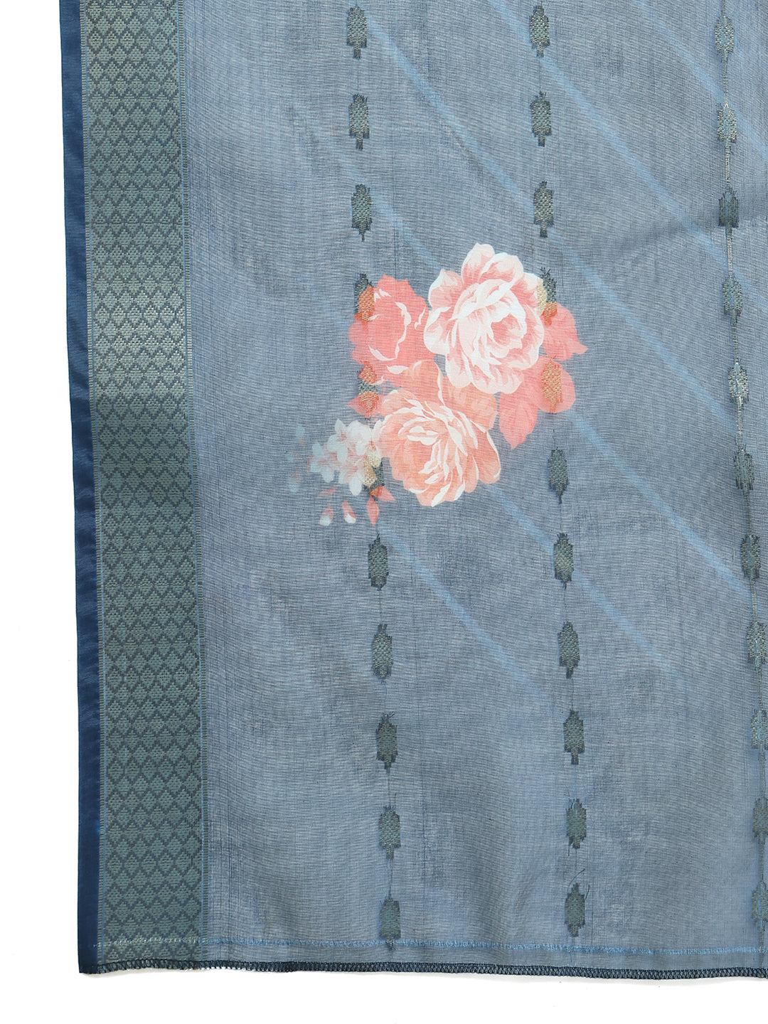 Backless Designer Kurta Palazzo Set with Floral Dupatta ( JOKPL 2137N D66N 1577 Navy )