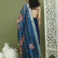 Backless Designer Kurta Palazzo Set with Floral Dupatta ( JOKPL 2137N D66N 1577 Navy )