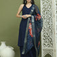 Embroidered Rayon Kurta Palazzos With dupatta ( JOKPL 2137N D66N 1579 Navy )
