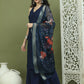 Embroidered Rayon Kurta Palazzos With dupatta ( JOKPL 2137N D66N 1579 Navy )