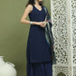 Embroidered Rayon Kurta Palazzos With dupatta ( JOKPL 2137N D66N 1579 Navy )